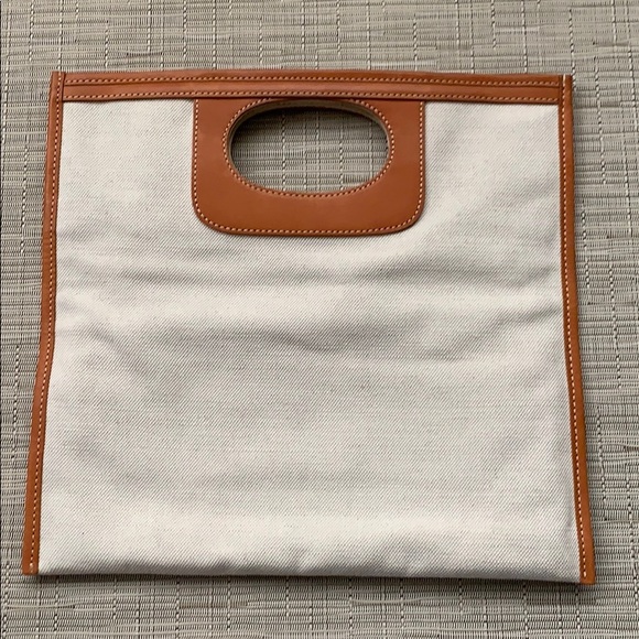 J. Crew Handbags - J. Crew summer canvas and leather clutch